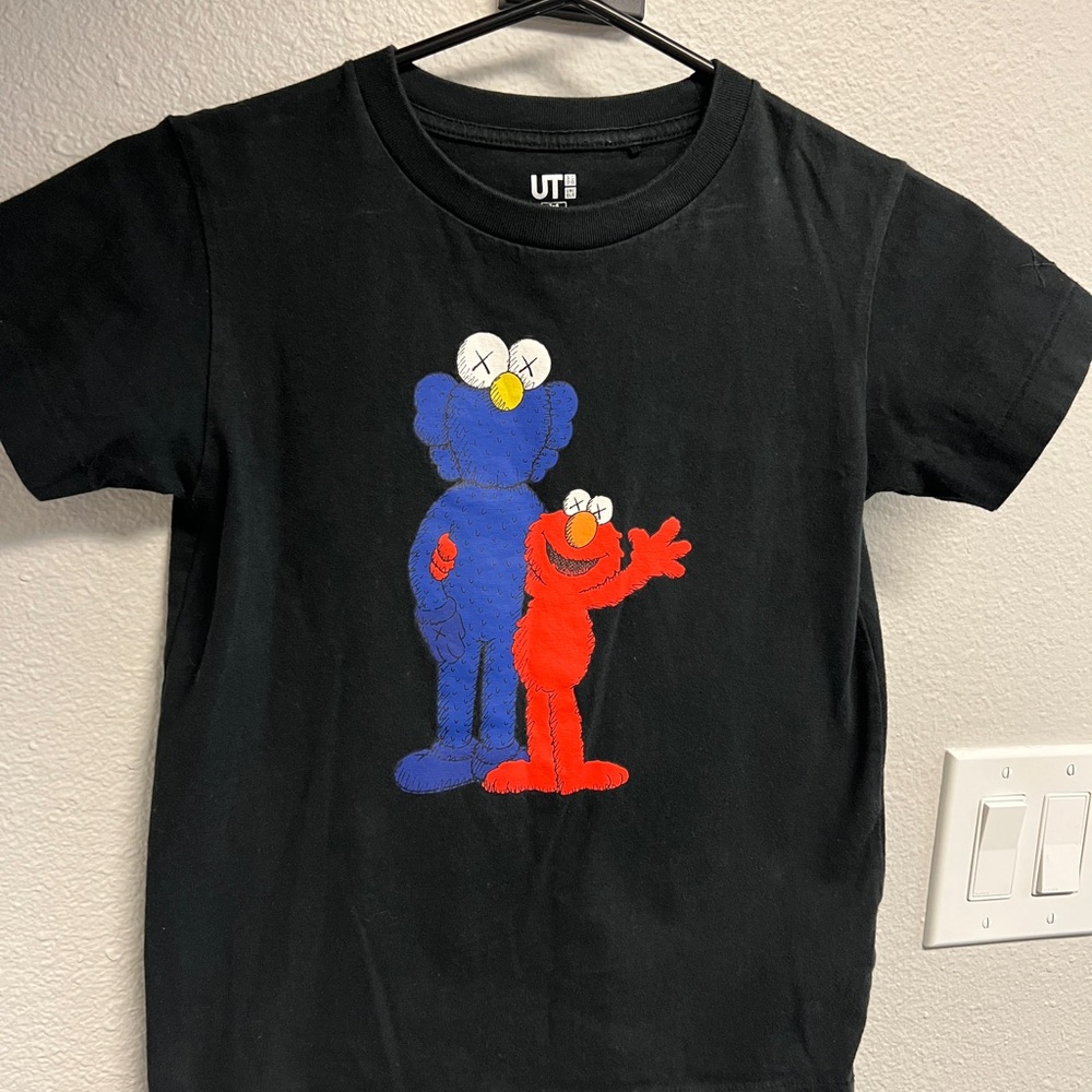 KAWS Black Short Sleeve Tee Classic Crew Neck